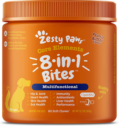 Glucosamine Chondroitin for Joint Support with Omega Fish Oil with Antioxidants and Vitamins for Skin & Heart Health for Dogs