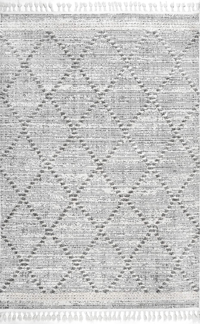 nuLOOM Lorden Textured Cable Trellis Tassel Area Rug, 3' x 5', Beige