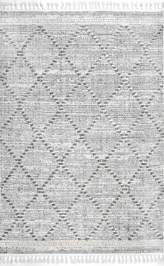 nuLOOM Lorden Textured Cable Trellis Tassel Area Rug, 3' x 5', Beige