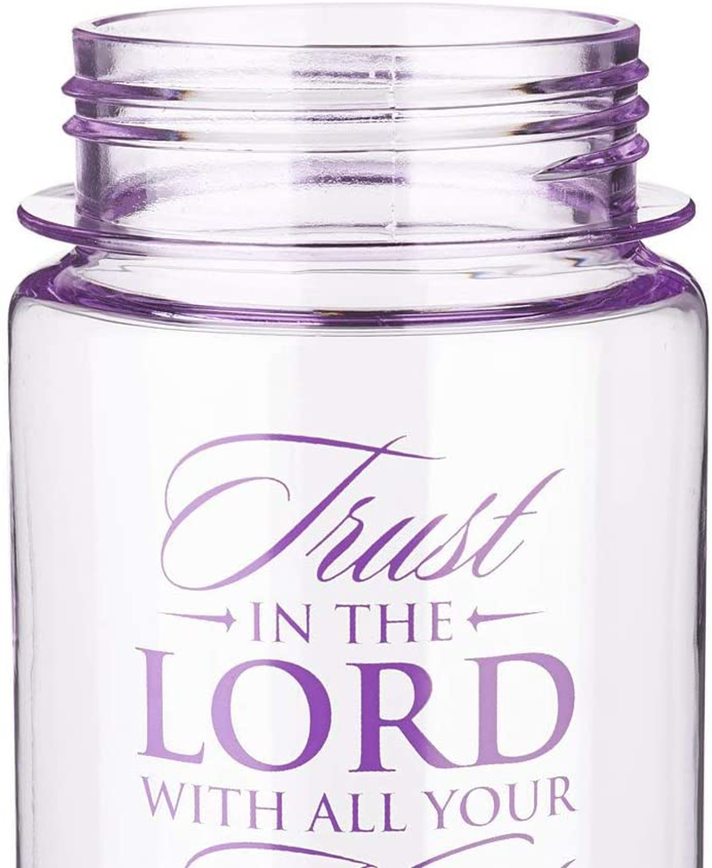 Trust in The Lord Purple Water Bottle w/Proverbs 3:5-6 - Christian Water Bottle for Women & Men, Scripture Inspirational Water Bottle for Everyday Use (BPA Free 28oz Wide Mouth Water Bottle)