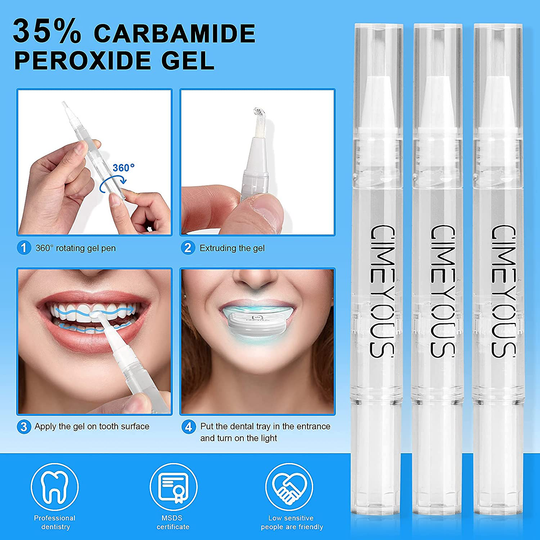 CIMEYOUS Teeth Whitening Led Accelerator Light for Yellow,Coffee,Smoke Teeth,No-Sensitive,Peroxide Gel & (1)2ml Desensitizing Gel,Professional Dental Bleaching Systemel,Easy Whitening in One Week