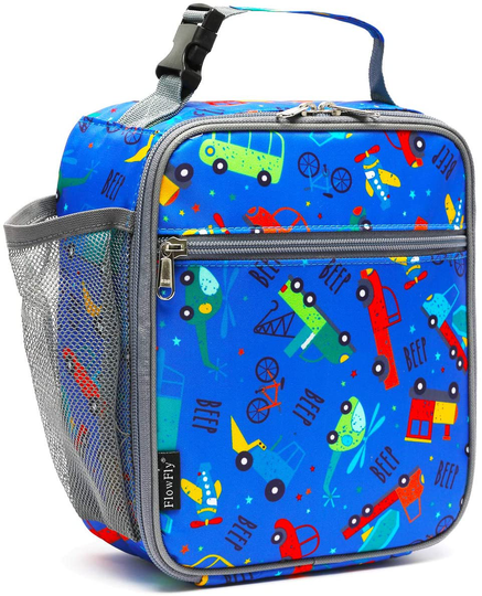 FlowFly Kids Lunch box Insulated Soft Bag Mini Cooler Back to School Thermal Meal Tote Kit for Girls, Boys, Car