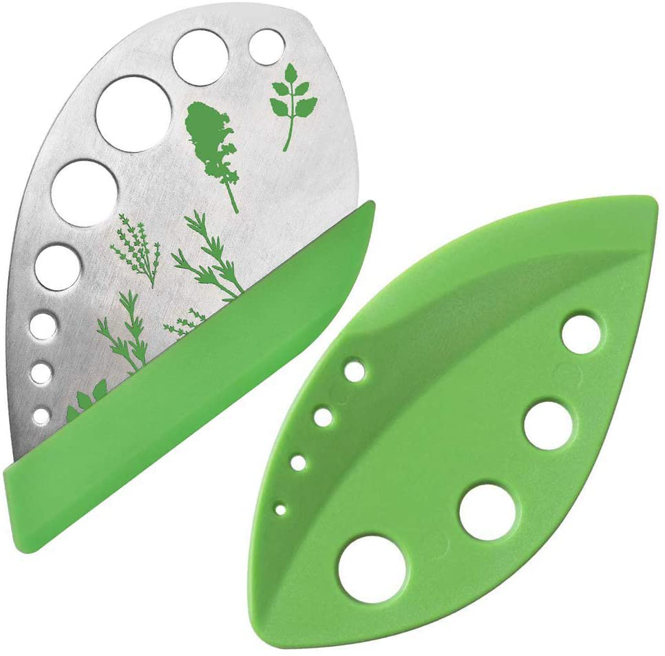 2 Pack Herb Stripper Tool 9 Holes Stainless Steel kale Leaf Stripping Zip Tools, Curved Edge Can be Used as a Kitchen Gadgets