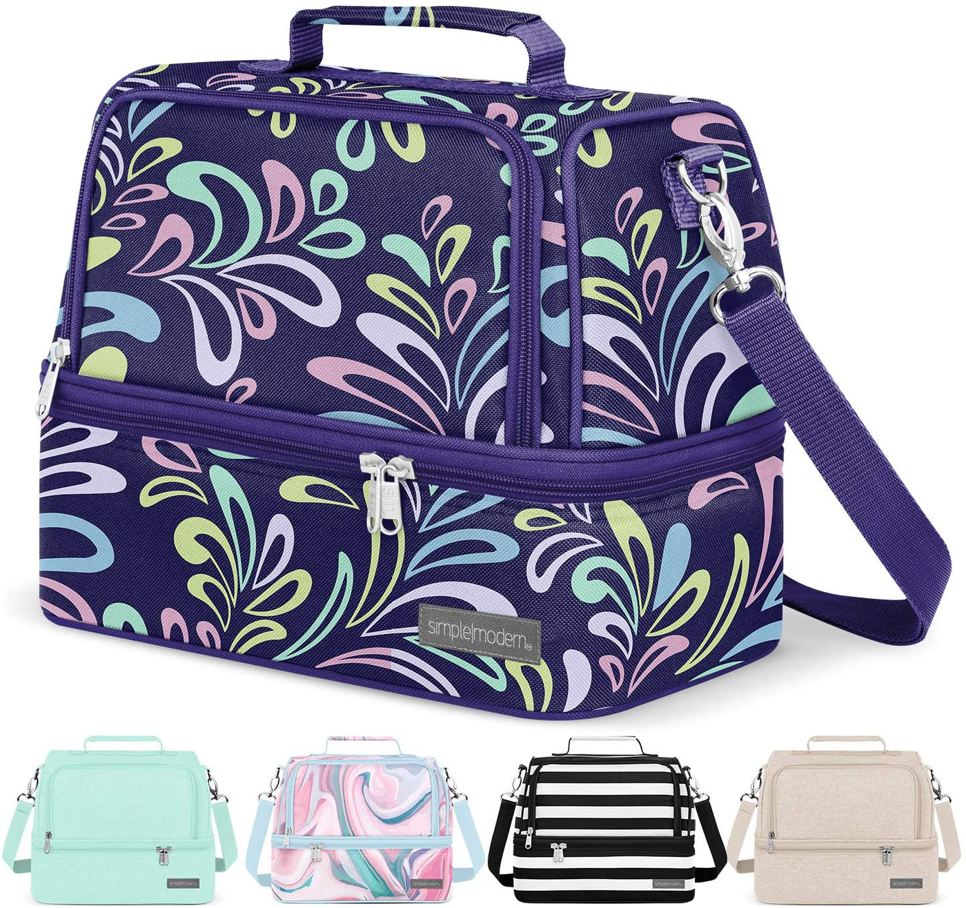 Simple Modern Insulated Lunch Bag Box Reusable Tote-Adult Meal Container for Women, Men, Work, 8L Myriad, Floral Swirl