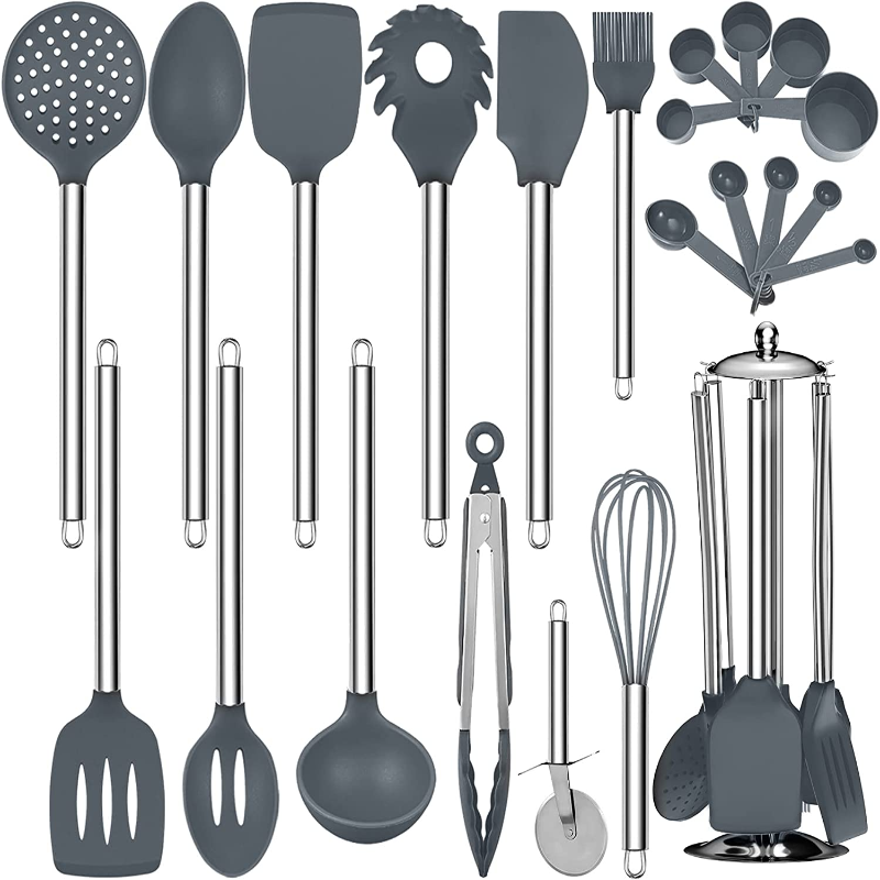 23 Piece Silicone Kitchen Utensil Set - Non-Toxic And Non Stick with Holder
