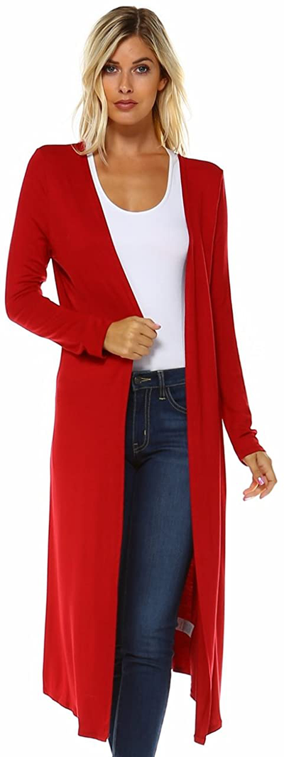 Issac Liev Isaac Liev Trendy Extra Long Duster Soft Lightweight Cardigan - Made in The USA