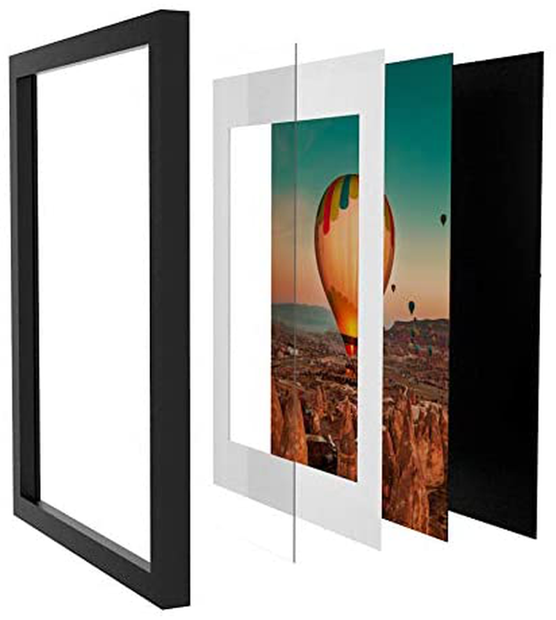 Beyond Your Thoughts 11"X14" with Matted for 8"X10" or 9"x12" Real Wood + Real Glass (Hang/Stand) Black Picture Photo Frame for Wall and Table Top-Mounting Hardware Included(1 Pack)
