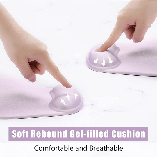 Hsurbtra Ergonomic Mouse Pad with Wrist Rest Support, Gel Mouse Pads with Non-Slip PU Base, Pain Relief Memory Foam Mousepad for Laptop PC, Cute Office Supplies Desk Decro Accessories Vanilla Purple