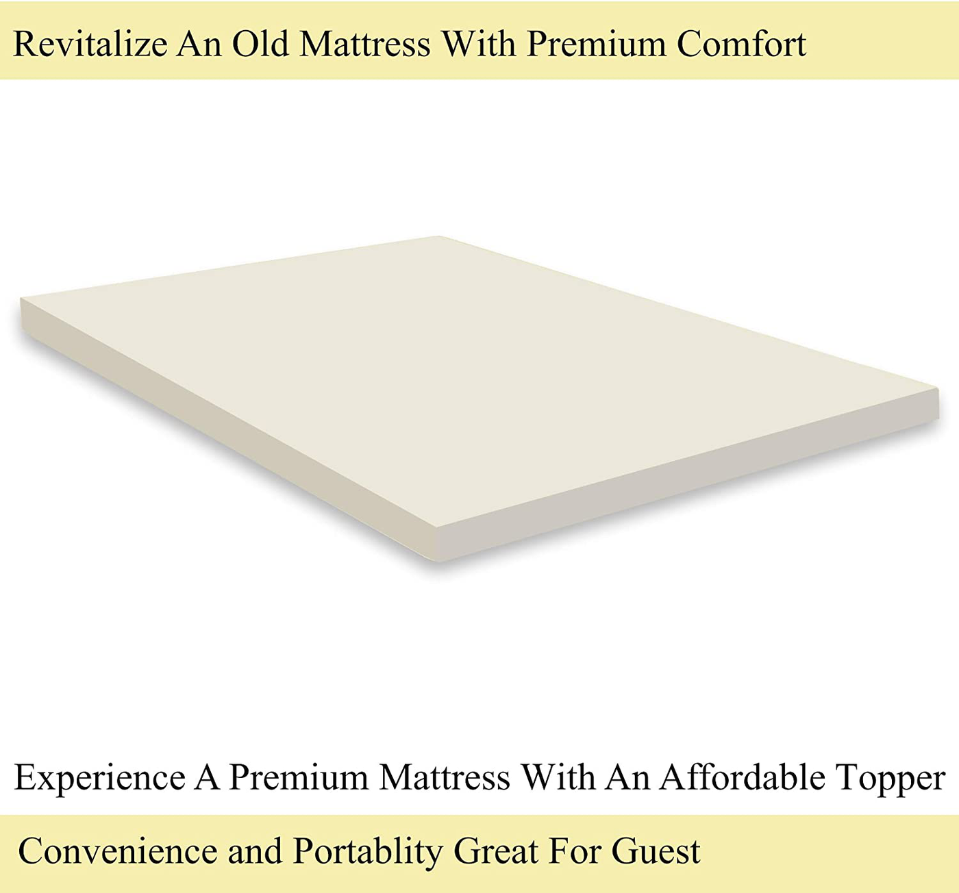 Zutan, 1-inch Foam Topper, Adds Comfort to Mattress, Twin