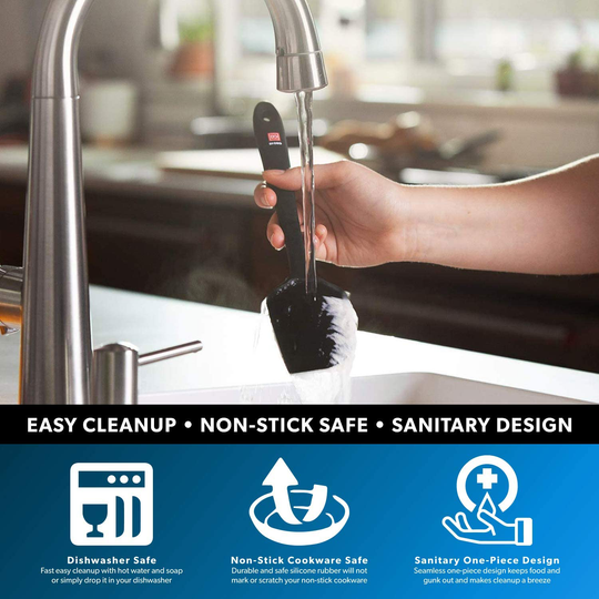 DI ORO Seamless Series 3-Piece Silicone Spatula Set - 600°F Heat Resistant Non Stick Rubber Kitchen Scraper Spatulas for Cooking, Baking, and Mixing – BPA Free and LFGB Certified Silicone (Black)