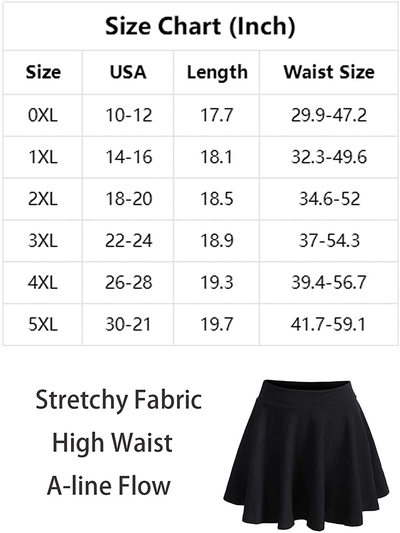 Romwe Women's Plus Size Stretchy Elastic Waist Flared Casual Mini Skater Skirt