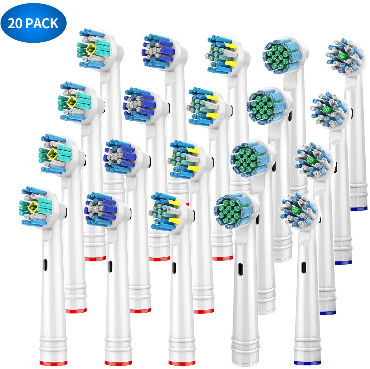 Compatible for Oral b Braun Brush Heads Replacement ,Variety Electric Toothbrush Heads with Dupont Bristles Including Sensitive, Floss, Cross, 3D Whitening, and Precision (20 Pack)