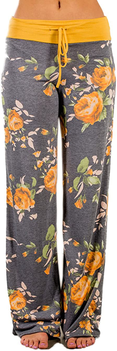 Women's Comfy Stretch Drawstring Palazzo Wide Leg Lounge Pants