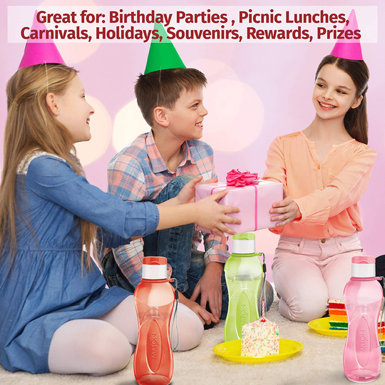 Sports Water Bottle - Milton Kids Reusable Leak-proof 25 oz 4 Set Plastic Wide Mouth Large Big Drink Bottle BPA & Leak Free With Handle Strap Carrier For Cycling Camping Hiking Gym Yoga