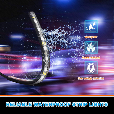 sunva Car LED Strip Light Interior, Sound Active 4 Lines 48 LEDs Multicolor Music Sync Interior Car Lights Under Dash Waterproof led Lights for car, Wireless Remote Control, with Car Charger,DC 12V