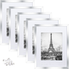 upsimples 12x16 Picture Frame Set of 5,Display Pictures 8.5x11 with Mat or 12x16 Without Mat,Wall Gallery Photo Frames,Silver