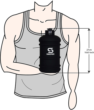 SHAKESPHERE Large Sports Water Bottle - BPA Free Hydration Jug, Black - Ideal for Sports, Camping, Outdoor, Biking & Kids (Matte Black White Logo, 2.2L)