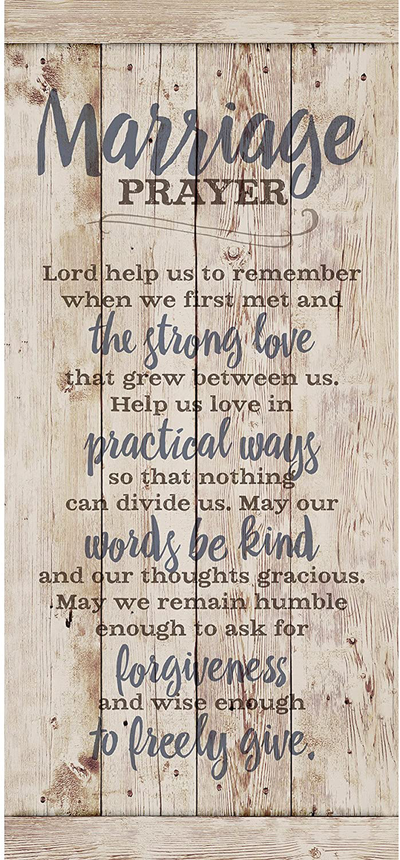 Marriage Prayer Wood Plaque Inspiring Quote 5.5x12 - Classy Vertical Frame Wall Hanging Decoration | Lord, Help us to Remember When we First met | Christian Family Religious Home Decor Saying