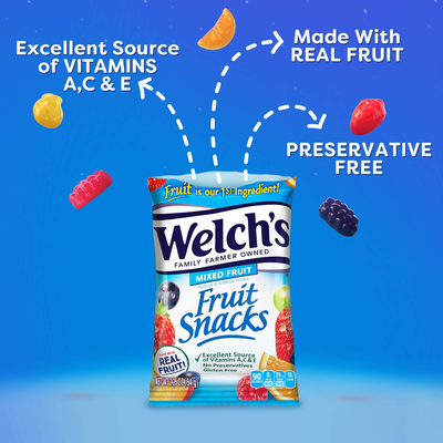 Welch's Fruit Snacks, Berries 'n Cherries, Gluten Free, Bulk Pack, 0.9 oz Individual Single Serve Bags (Pack of 40)