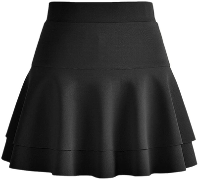 Afibi Casual Mini Stretch Waist Flared Plain Pleated Skater Skirt