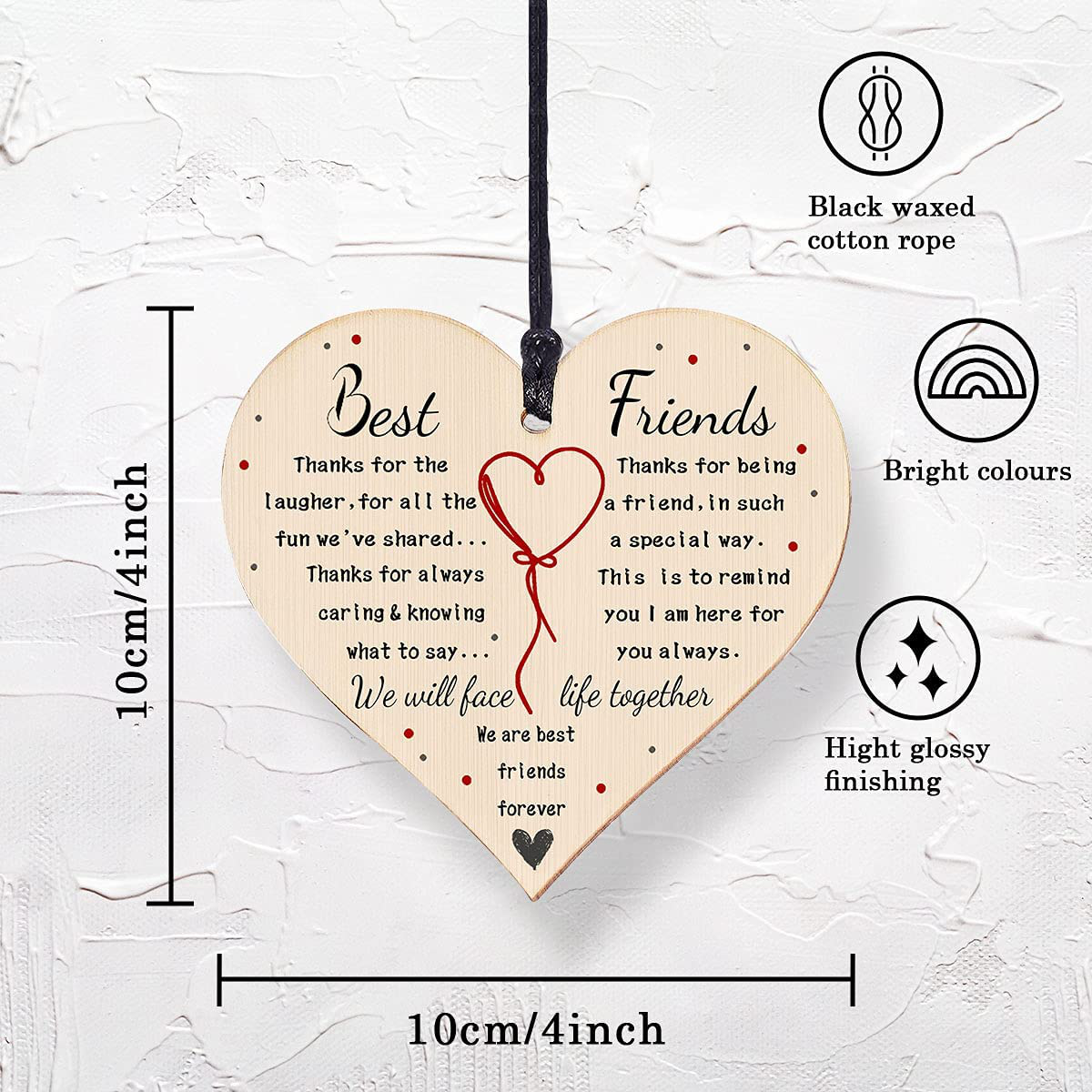 Gifts for Women Best Friend Birthday Gifts Funny Friendship Gifts Unique Inspirational Personalized Wooden Heart Small Under 10 Dollars Decorations Sign Present for Men Women Her Female BFF