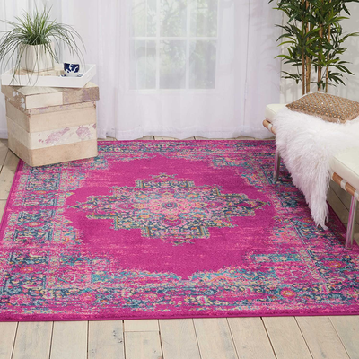 Nourison Passion Bohemian Modern/Traditional Area Rug, 3'9" x 5'9", Fuchsia, 5 Feet