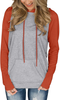 PINKMSTYLE Womens Color Block Hoodies Casual lightweight Drawstring Pullover Sweatshirt Fall Long Sleeve Tops with Pocket