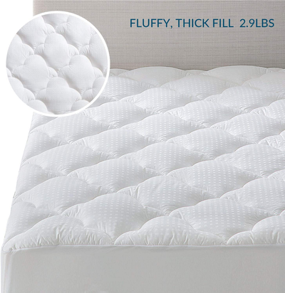 Bedsure Mattress Topper Full Size Pillow Top - Cooling Mattress Pad Cotton Quilted Mattress Cover with Deep Pocket , Double Padded PillowTop with Fluffy Down Alternative Fill