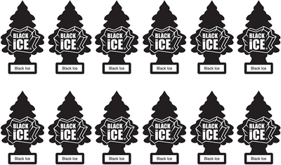 LITTLE TREES Car Air Freshener | Hanging Paper Tree for Home or Car | Black Ice | 12 Pack