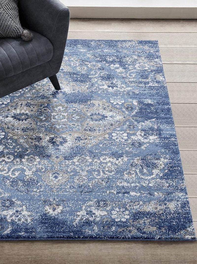 Persian Area Rugs - Distressed Area Rug Modern Carpet, 2779 Dark Blue 5x7