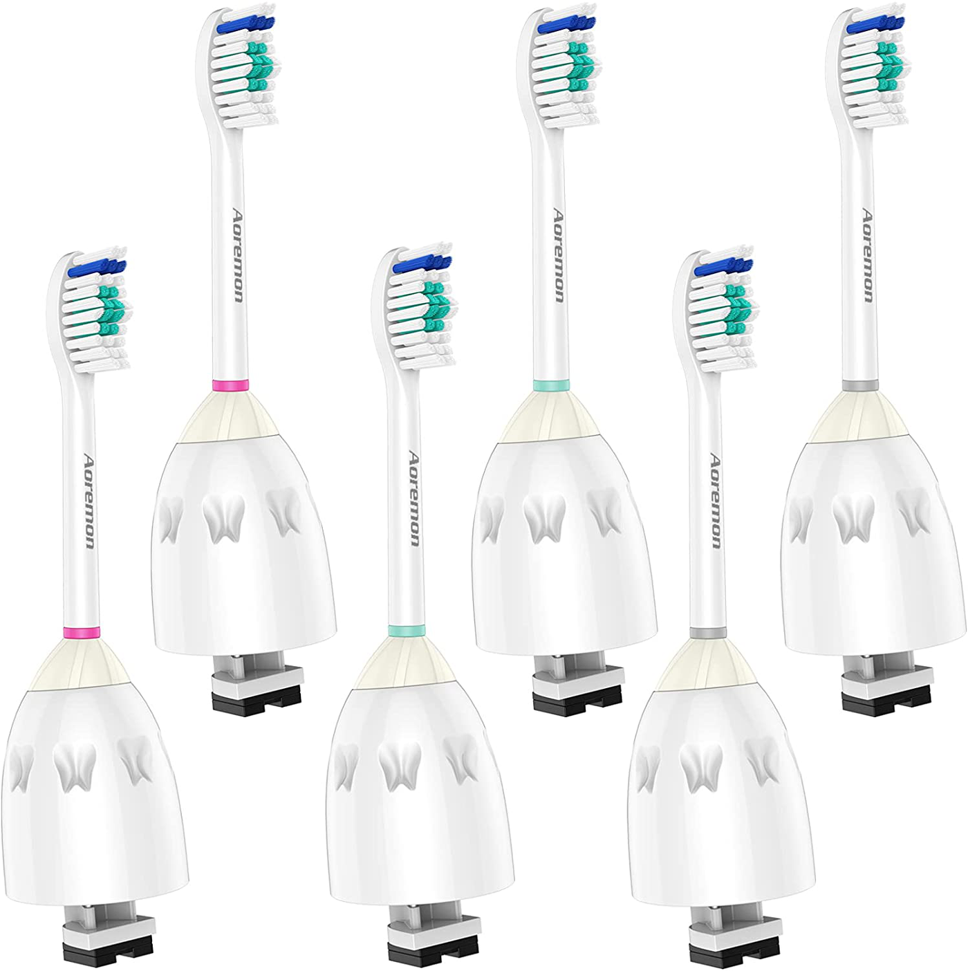 Aoremon Replacement Toothbrush Heads Compatible with Philips sonicare E-Series, 6 Pack Replacement Brush Heads Come with Caps