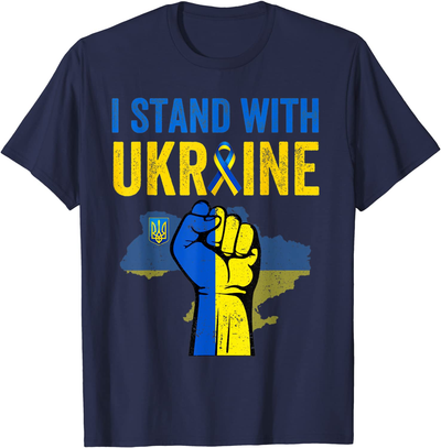 Support Ukraine - I Stand With Ukraine Ribbon Flag T-Shirt