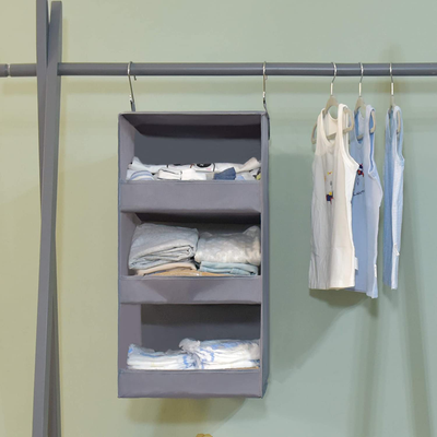 GRANNY SAYS 3-Shelf Hanging Closet Organizer, Collapsible Hanging Closet Shelves, Hanging Organizer for Closet & RV, Gray, 28.9" H X 12.2" W X 12.2" D, 1-Pack