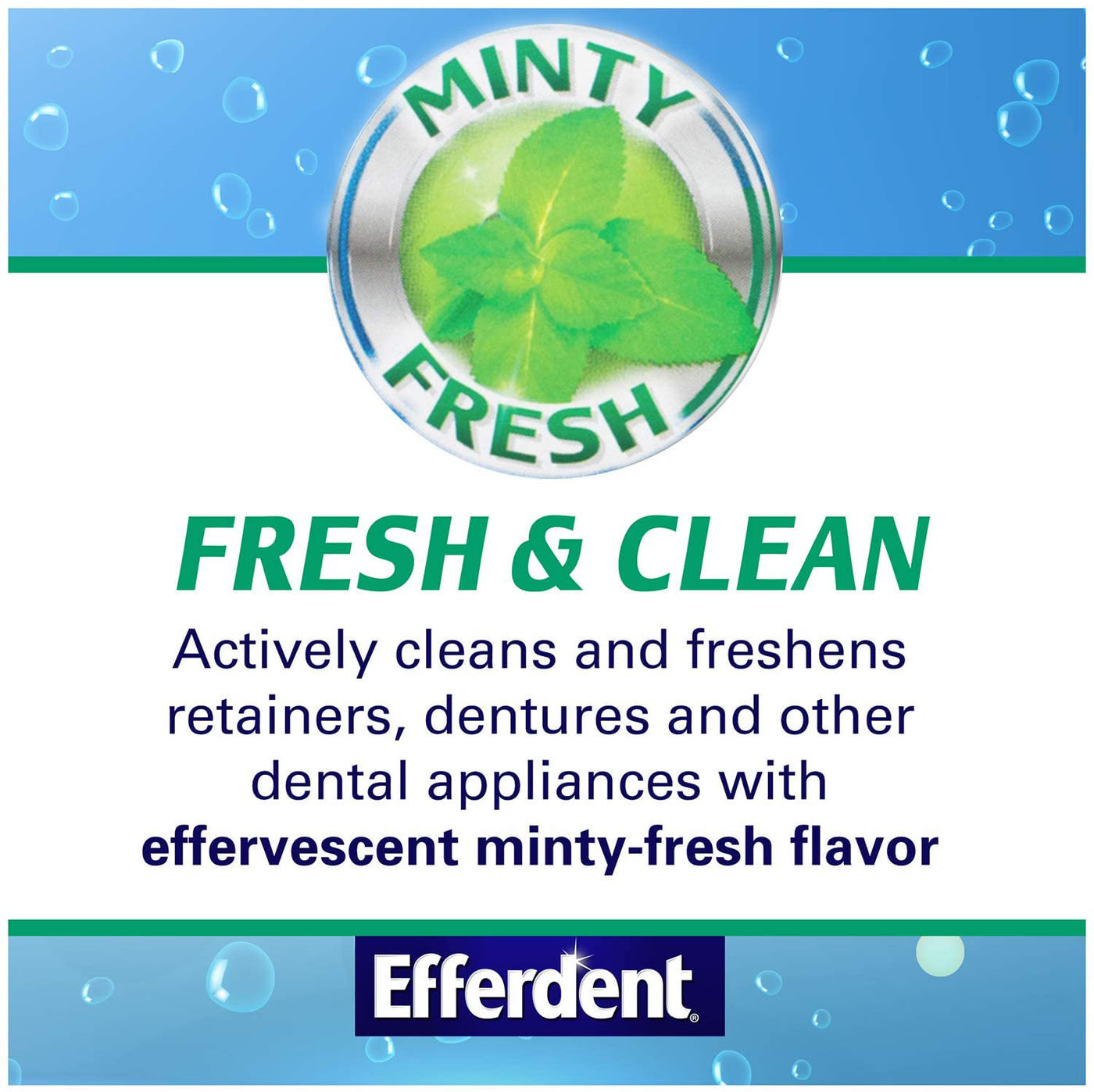 Efferdent Anti-Bacterial Denture Cleanser Tablets, Mint, 90 Count