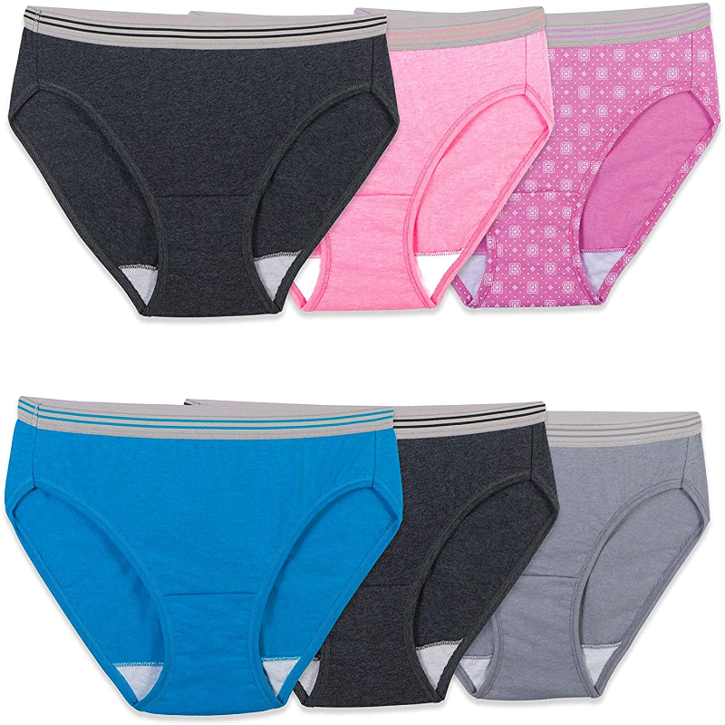 6 Pack Fruit of the Loom Women's Tag Free Cotton Bikini Panties