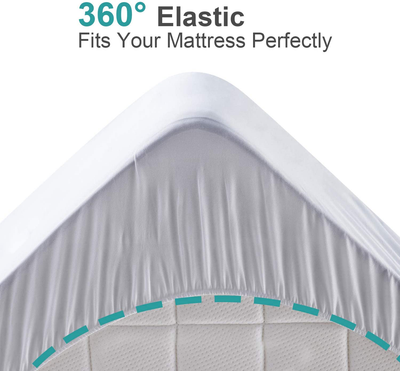 Hansleep Queen Mattress Pad Cotton Top Pillow Top Stretches up to 21” Deep Pocket, Non-Slip Mattress Topper with Down Alternative Fillings (Queen)