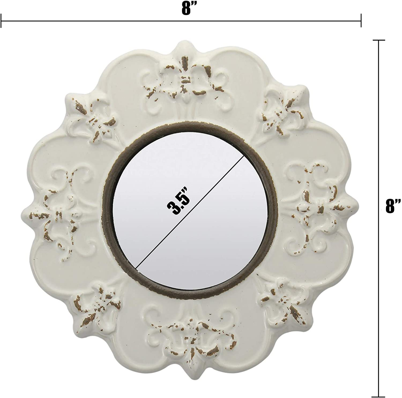 Stonebriar White Hanging Wall Mirror, 8"