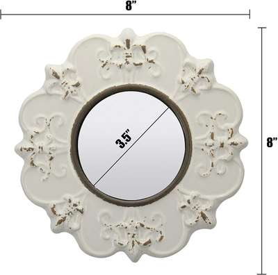 Stonebriar White Hanging Wall Mirror, 8"