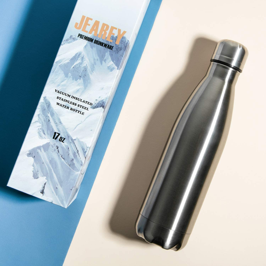 JEAREY 17oz Stainless Steel Water Bottle Double Walled Sports Water Bottle Vacuum Insulated Cola Shape Travel Thermal Flask BPA Free
