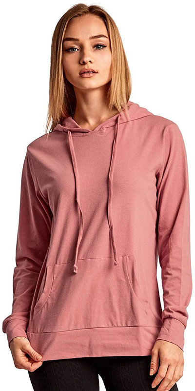 Sofra Women's Thin Cotton Pullover Hoodie Sweater