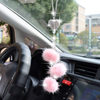 YIDEXIN Bling Car Mirror Accessories for Women £¦ Men Bling Love Heart and Pink Plush ball Bling Rinestones Diamond Car Accessories Crystal Car Rear View Mirror Charms,Lucky Hanging Accessories