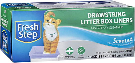 7 Count Fresh Step Drawstring Scented or Unscented Cat Litter Box Liners