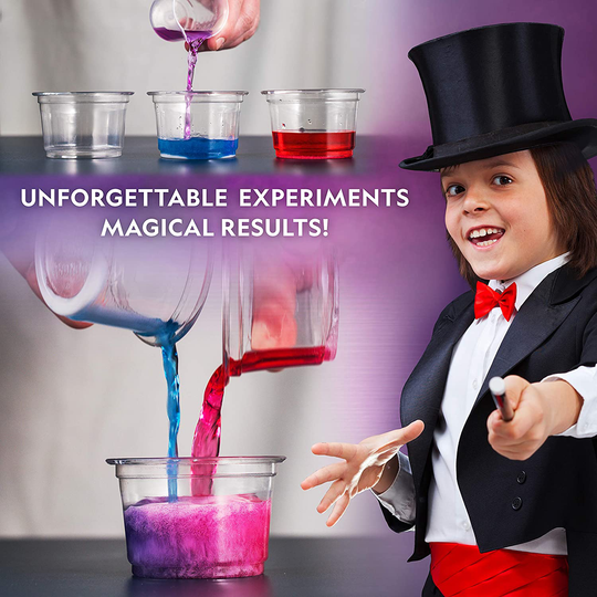 NATIONAL GEOGRAPHIC Magic Chemistry Set - Perform 10 Amazing Easy Tricks with Science, Create a Magic Show with White Gloves & Magic Wand