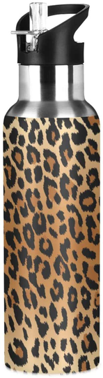 Qilmy Sport Water Bottle with Straw Lid Vacuum Insulated Stainless Steel Thermo Flask Water Bottle 20 oz