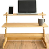 Crew & Axel Standing Desk Converter 100% Natural Bamboo Adjustable Sit Stand Riser Workstation for Desktop or Laptop, Dual Monitor Stand - Home or Office Use (19” High 26” Wide) - Includes Phone Stand