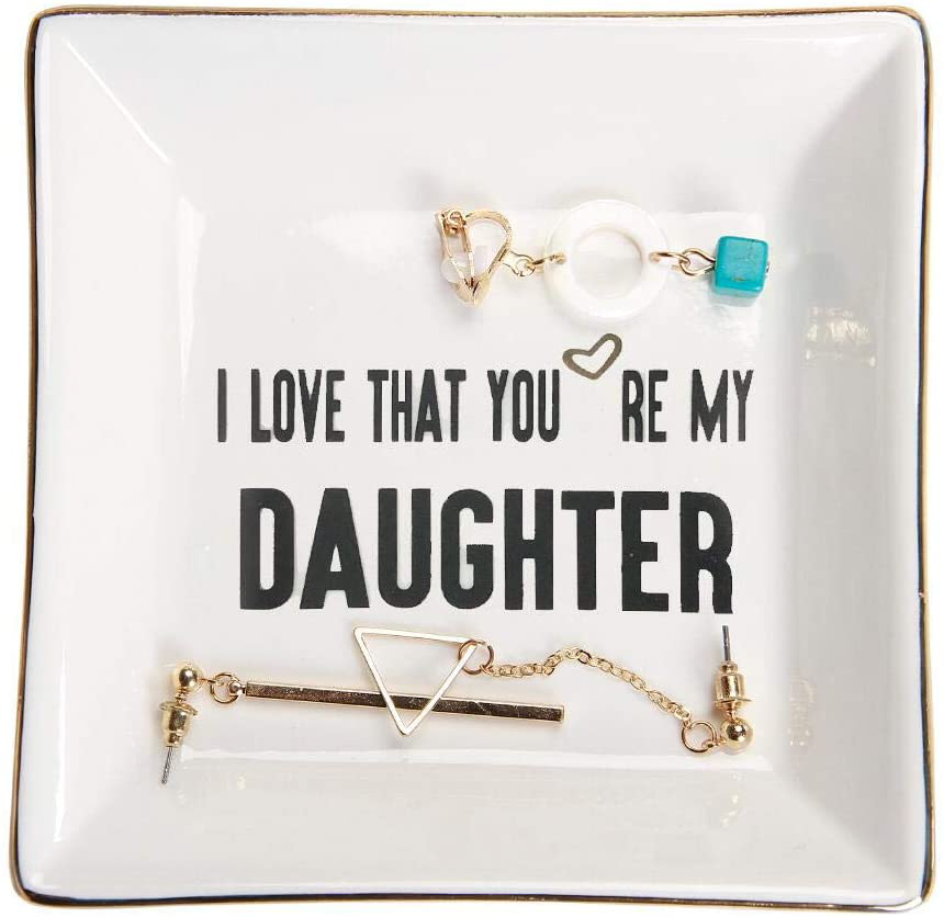 HOME SMILE Daughter Gifts from Mom Ceramic Ring Dish Decorative Trinket Plate -I Love That You are My Daughter