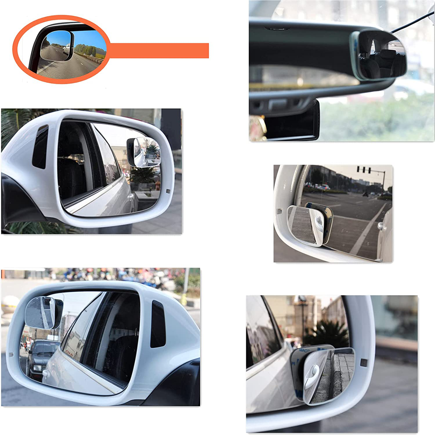 TINGQIAO Blind Spot Mirrors,HD Glass Convex Rear View Mirror, 360 ABS HD Ultra Low-Profile Glass Fit Stick-on Design Fit for All Universal Vehicles Car SUV Truck RVs Vans(Pack of 2) (Sector)