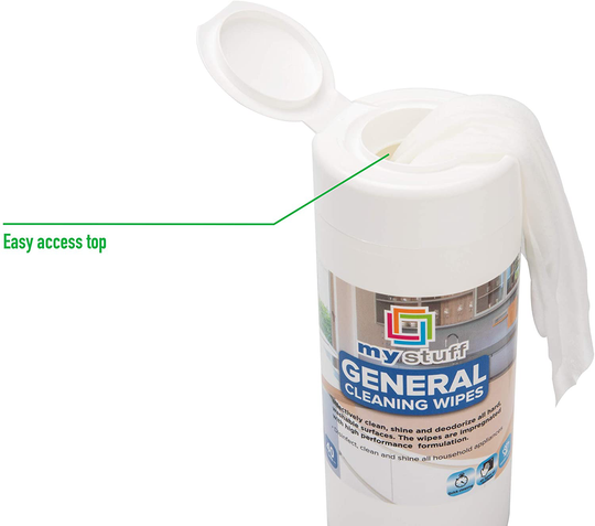 My Stuff All-Purpose Interior Wipes, Cleansing Cloths for Home, Office Surfaces, Dusting Sheets, Fresh Lemon Scent, 40-ct.