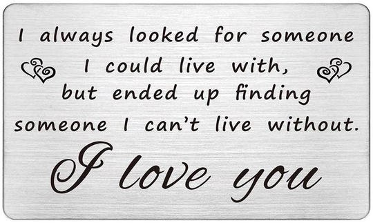 Steel Wallet Love Note Insert, Engraved Cards for Husband, Mini Love Notes, Birthday Gifts for Men Unique, Steel Anniversary Card Gifts for Men, Boyfriend, Personalized Message Card