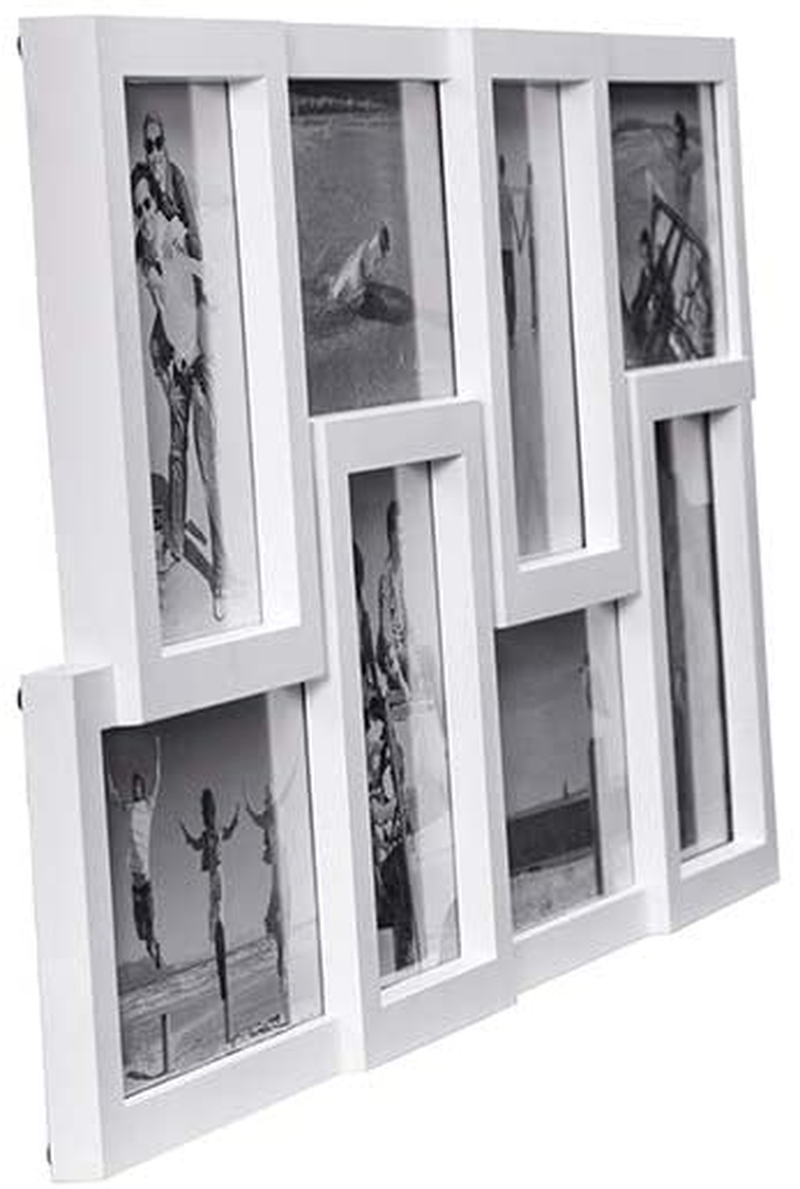 Malden International Designs Puzzle Collage Picture Frame, 8 Option, 8-4x6, White